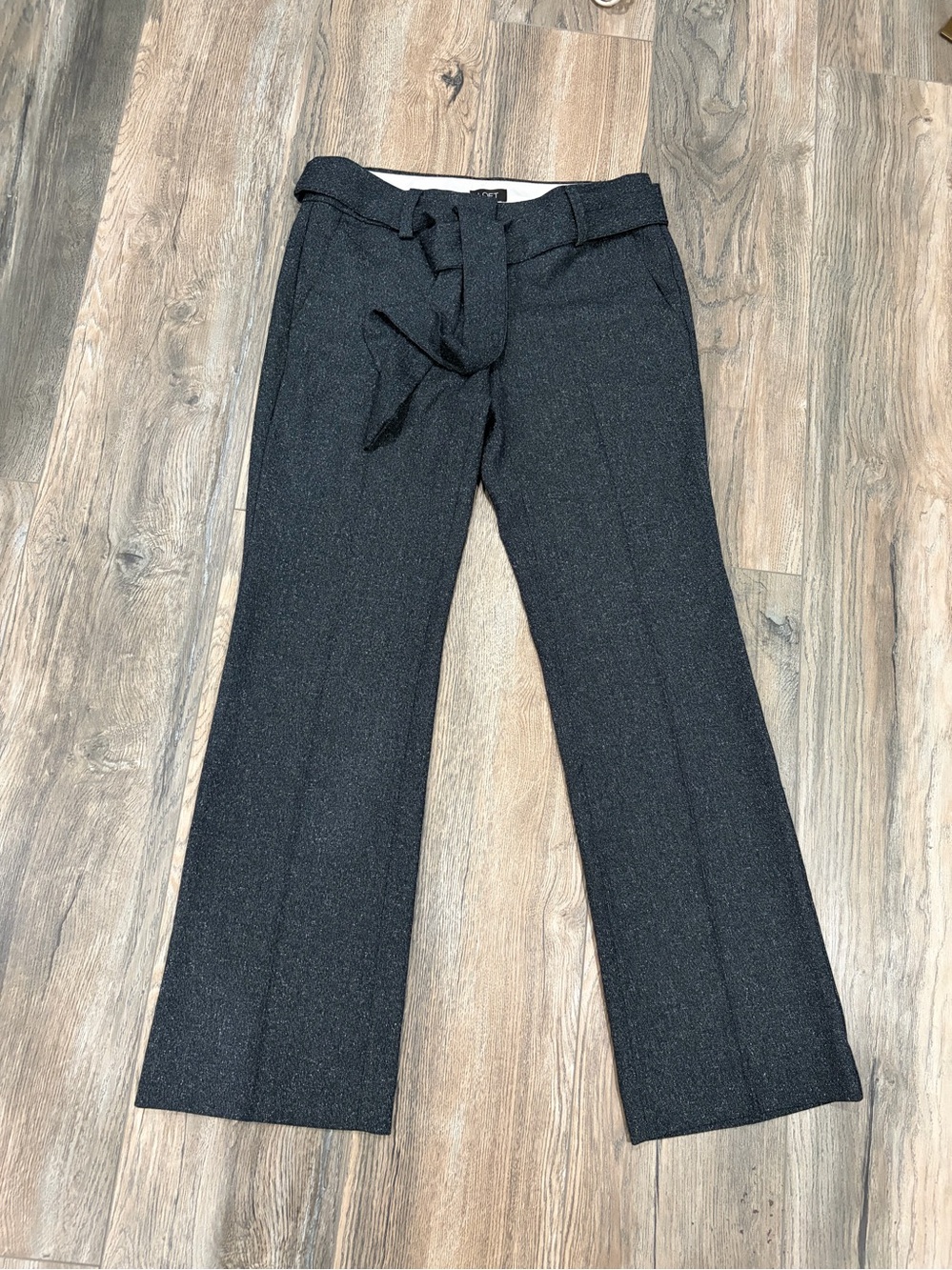 LOFT Black Wide-Leg Tie-Waist Pants